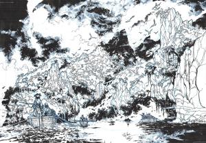 HANNIBAL MERIADEC : Planche originale 34-35 Hannibal Meriadec Tome 4 .Alamendez, chasseur et cannibale par Crety