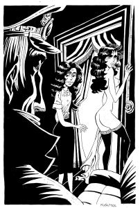 Divers : Illustration originale 1 pour La belle nuit d'un homme mort d'Henri Vernes et son crayonn�