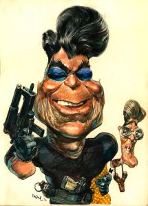 Divers : Caricature de Ronald Reagan avec le ministre Argentin de l'�conomie . Illustration de couverture pour le magazine Hum (Argentine)