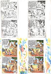 Divers : Gag original complet de Philippe VUILLEMIN : La vie des b�tes. Mise en couleur vendue avec l'original en noir et blanc � l'encre de Chine