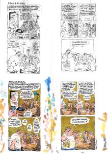 Divers : Gag original complet de Philippe VUILLEMIN : DRAME RURAL. Mise en couleur vendue avec l'original en noir et blanc � l'encre de Chine