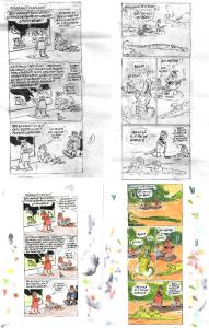 Divers : Gag original complet de Philippe VUILLEMIN : Migrant mon ami. Mise en couleur vendue avec l'original en noir et blanc � l'encre de Chine