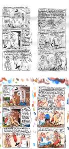 Divers : Gag original - Cent euros, �a change la vie - paru dans Charlie Hebdo -  Mise en couleur vendue avec l'original en noir et blanc � l'encre de Chine