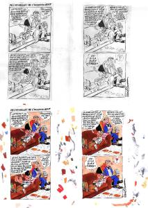 Divers : Gag original -  Des nouvelles de l'inconscient - pour Charlie Hebdo -  Mise en couleur vendue avec l'original en noir et blanc � l'encre de Chine