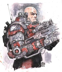 META-BARON : Illustration originale Metabarons pour un ex-libris BDnet Bastille