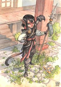 FANG : Peinture originale � l'aquarelle de Fang
