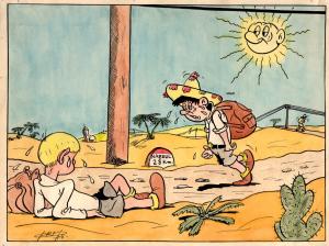 Divers : Illustration originale en couleur de FRED auteur de Phil�mon	