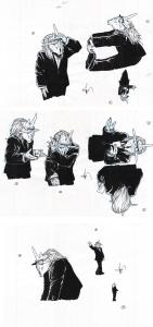 LES FOR�TS D'OPALE : 3 Illustrations originales de Ghorg en costume � l'encre de Chine publi�es chez Soleil