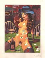 WESTERN CORSET : Illustration gouache originale Saloon Sheriff Girl par GIROD