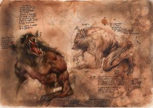 Divers : Illustration originale d'un  Loup-Garou Lycanthrope