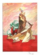 LA GRANDE OMBRE : Illustration couleur + crayonn�e de la s�rie LA GRANDE OMBRE par Christian GINE
