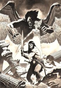 Divers : Illustration originale CONAN - Beyond the black river - publi� dans Queen of the black coast