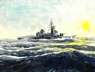 Divers : Aquarelle sur papier - Navire de la Seconde Guerre mondiale 6 -  par DIMITRI