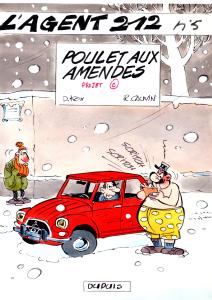 L'AGENT 212 : Illustration pr�paratoire originale pour la couverture de L'Agent 212 N�12 Ris, � poulet