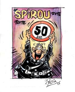 L'AGENT 212 : Illustration pr�paratoire originale pour la couverture du journal de Spirou