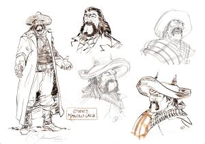 L'HOMME QUI N'AIMAIT PAS LES ARMES A FEU : Illustration originale de recherche de Manolo Cruz pour le Tome 1 de l'Homme qui n'aimait pas les armes � feu de plein pied