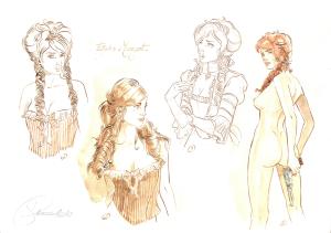 L'HOMME QUI N'AIMAIT PAS LES ARMES A FEU : Illustration originale pour la cr�ation de Margot pour le Tome 1 de l'Homme qui n'aimait pas les armes � feu Margot nue