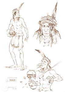 L'HOMME QUI N'AIMAIT PAS LES ARMES A FEU : Illustration originale de recherche de l'indien pour le Tome 1 de l'Homme qui n'aimait pas les armes � feu