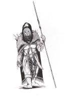 Les Oubli�s (jeu de r�le XII Singes) : Illustration originale La Mercenatre pour le jeu Les Oubli�s