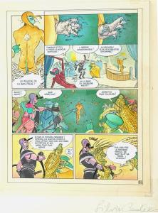 LA SAGA D'ALANDOR  : Dyptique planche originale 34 de la Saga d'Alandor Tome 1 Le Dieu Jaloux avec sa mise en couleur