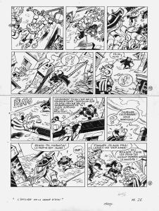 LES MOUSQUETAIRES : Caline et Calebasse Planche originale 25 Les Mousquetaires L'affaire de la vanne d'eau