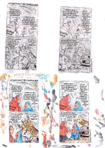 LES SALES BLAGUES DE L'ECHO : Gag original complet de Philippe VUILLEMIN : Le survivant de l'impossible. Mise en couleur vendue avec l'original en noir et blanc � l'encre de Chine