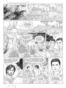 MURENA : Double planche originale 2 en noir et blanc a l'encre de chine et en couleur a l'aquarelle de Murena Tome 13