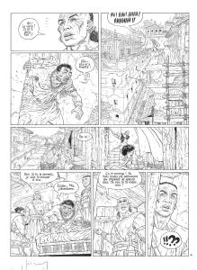 MURENA : Double planche originale 4 en noir et blanc a l'encre de chine et en couleur a l'aquarelle de Murena Tome 13