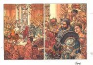 MURENA : Aquarelle originale alternative pour les cases 2 et 3  de la planche 2 de MURENA tome 10 - Le banquet - par Lorenzo PIERI