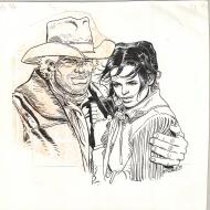 COMANCHE : Illustration originale pour la 4e de couverture de Comanche, par ROUGE