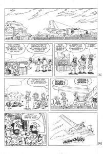 SPIROU ET FANTASIO (Les aventures de) : PLANCHE ORIGINALE 55 SPIROU LA BAIE DES COCHONS