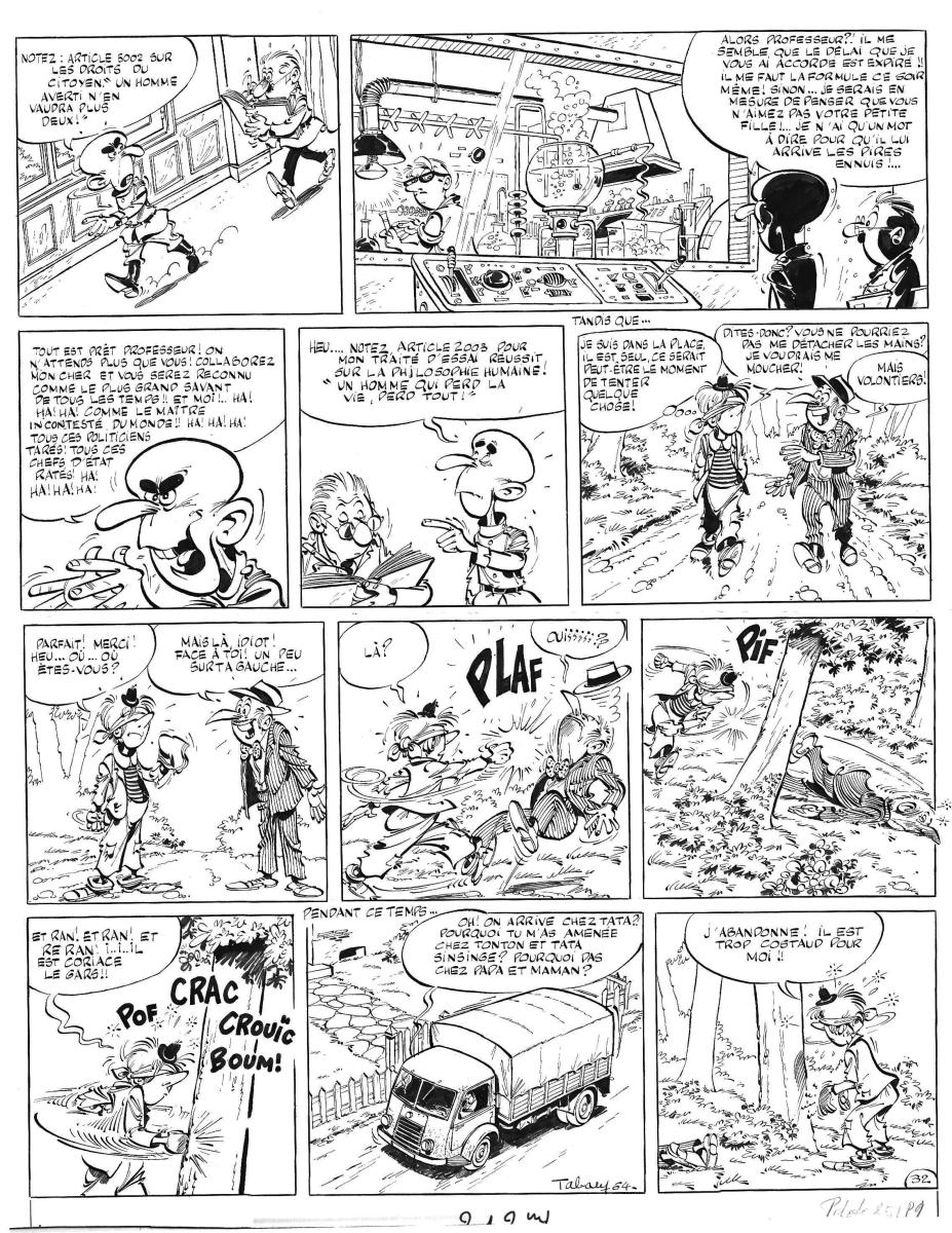 VALENTIN LE VAGABOND, planche originale 32 Valentin fait le singe